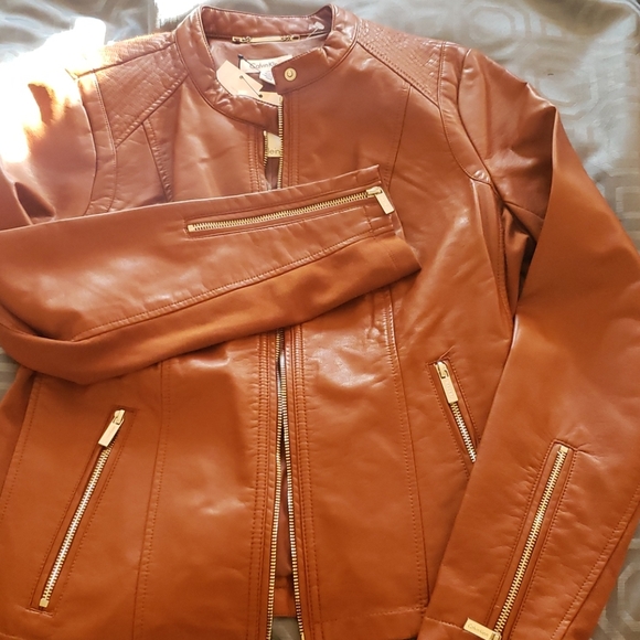 Calvin Klein Lite Leather Jacket Tan 